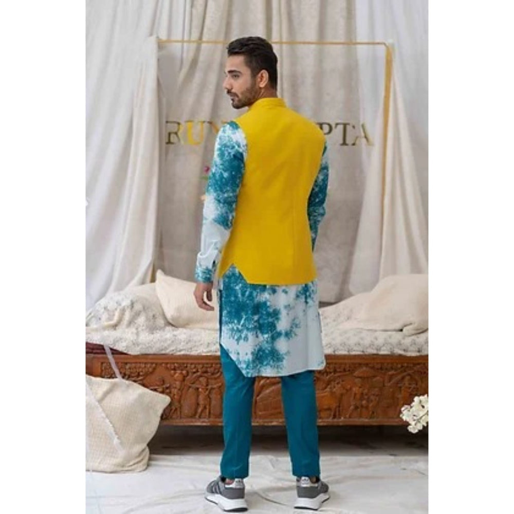 Runit Gupta Yellow Solid Patch Pocket Bundi