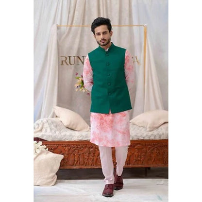 Runit Gupta Green Solid Pintucks Bundi