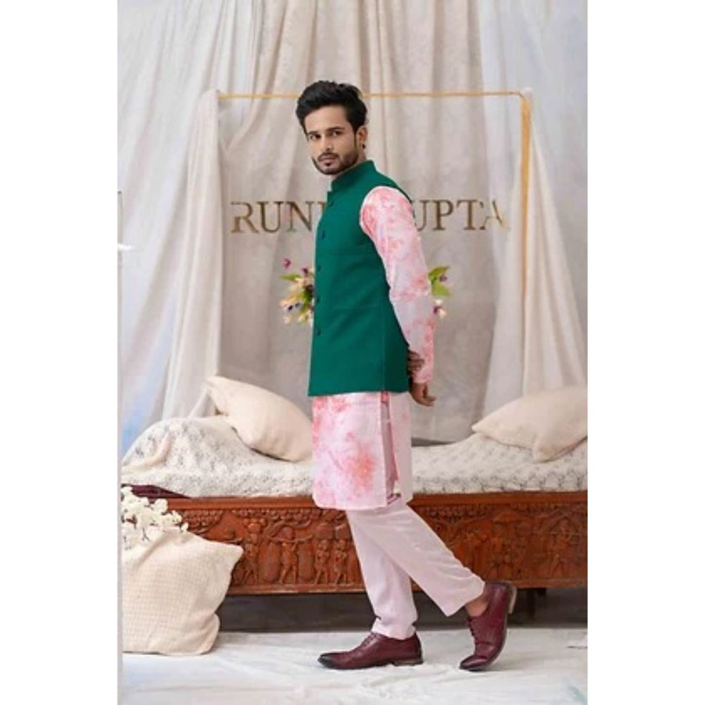 Runit Gupta Green Solid Pintucks Bundi