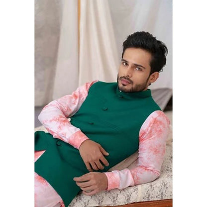 Runit Gupta Green Solid Pintucks Bundi