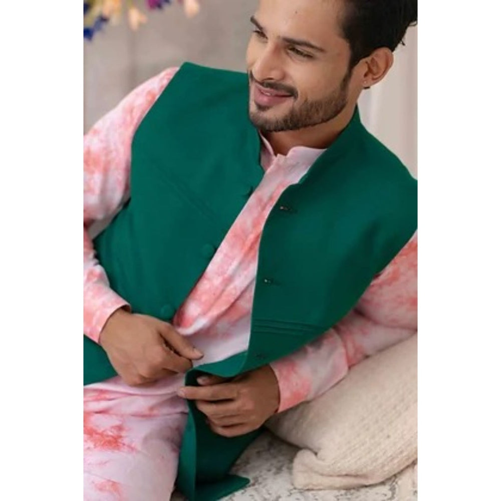 Runit Gupta Green Solid Pintucks Bundi