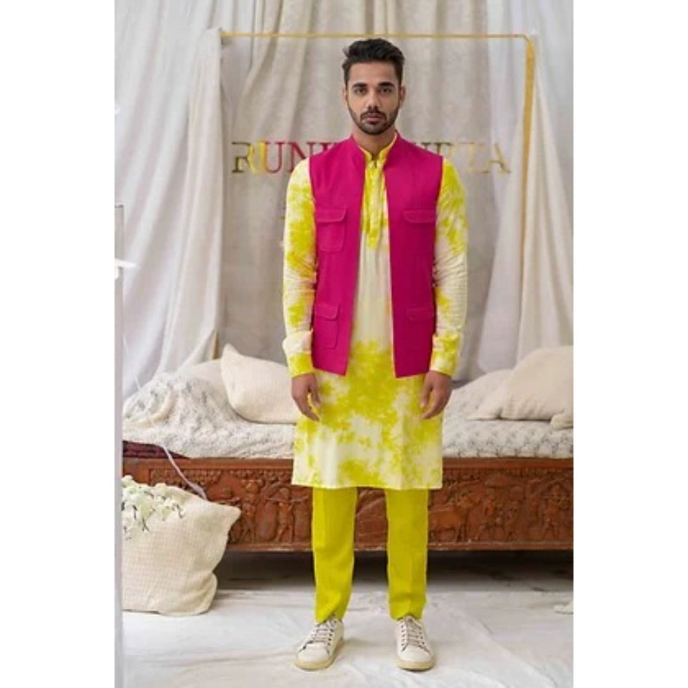 Runit Gupta Pink Solid Pintucked Bundi