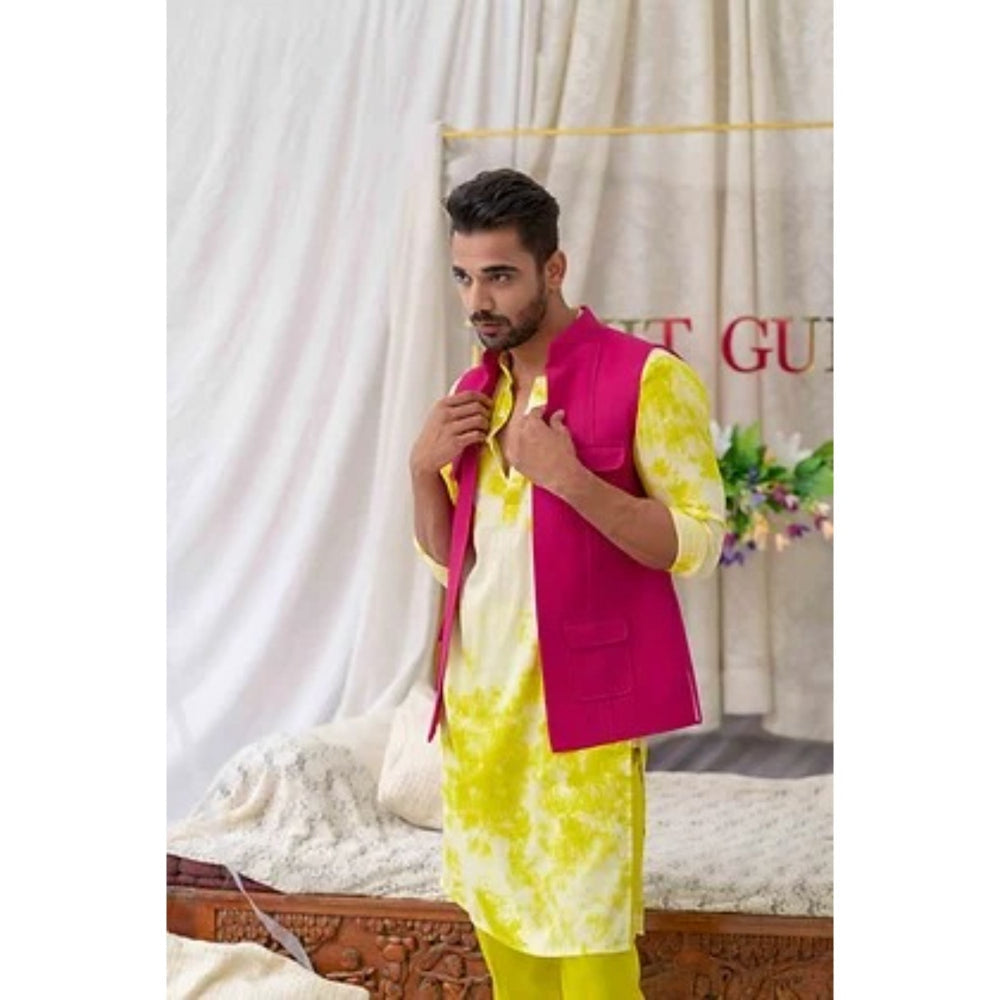 Runit Gupta Pink Solid Pintucked Bundi