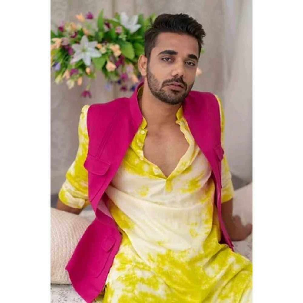 Runit Gupta Pink Solid Pintucked Bundi