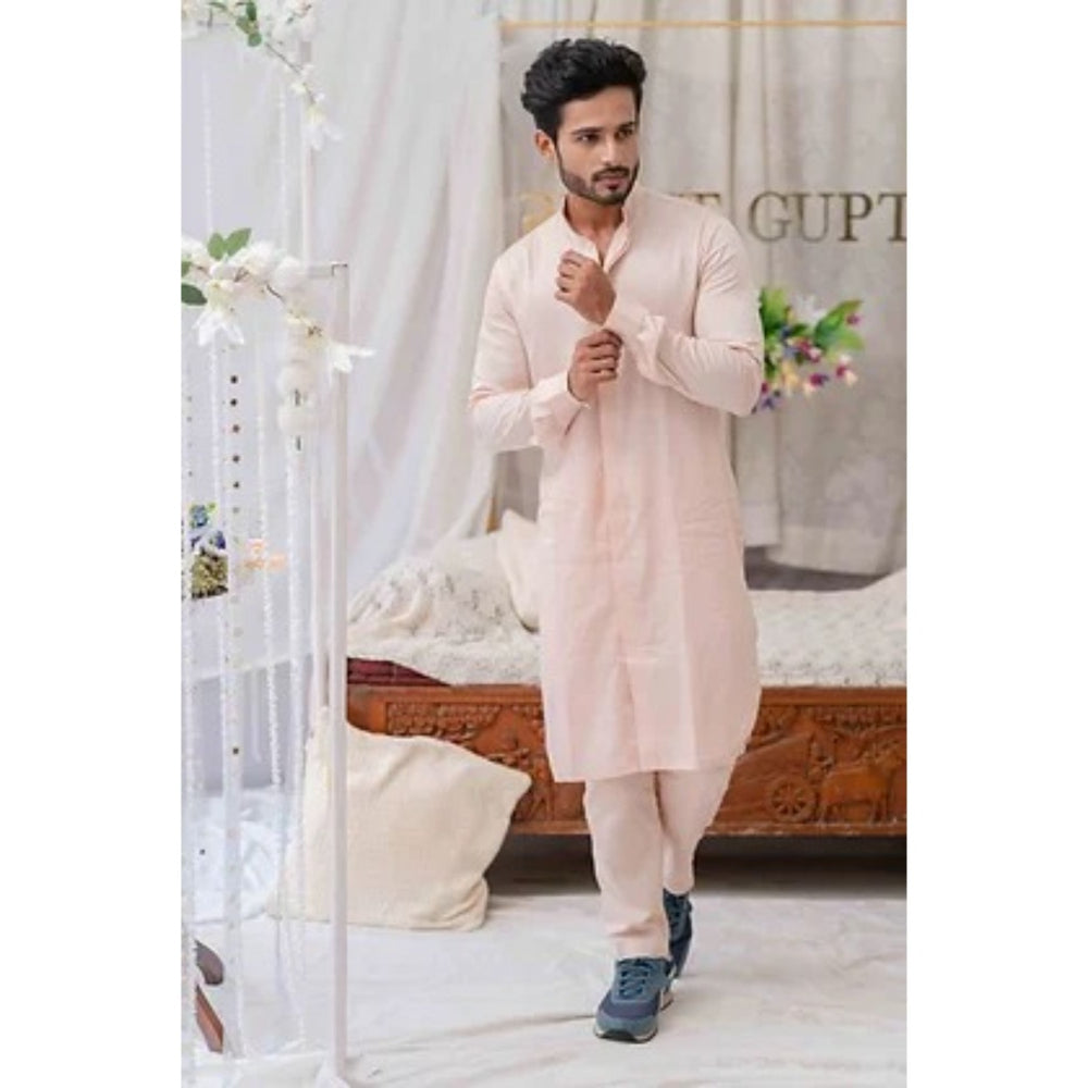 Runit Gupta Blushed Pink Solid Kurta with Pyjama (Set of 2)