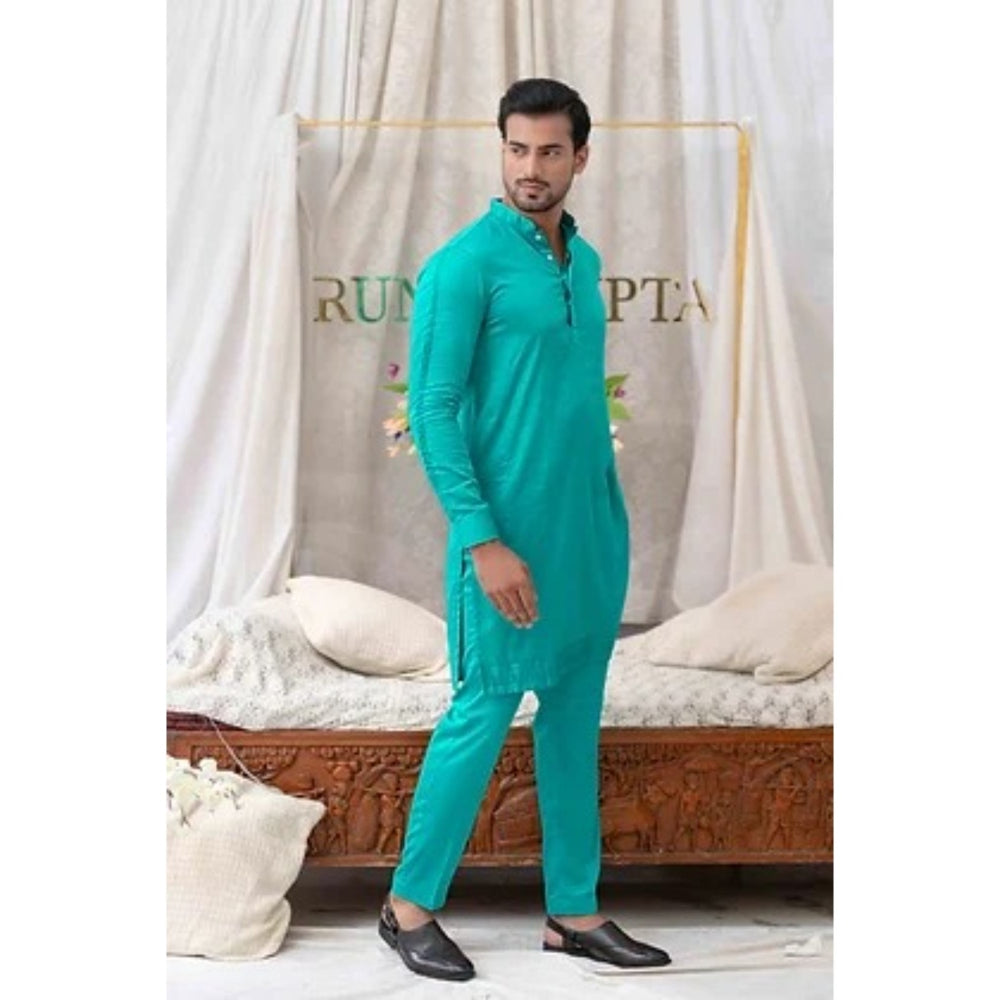 Runit Gupta Blue Solid Kurta with Pyjama (Set of 2)