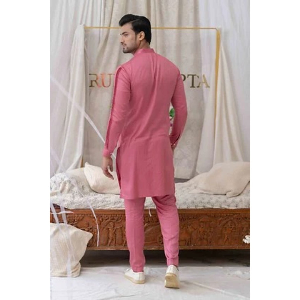 Runit Gupta Onion Pink Solid Kurta with Pyjama (Set of 2)