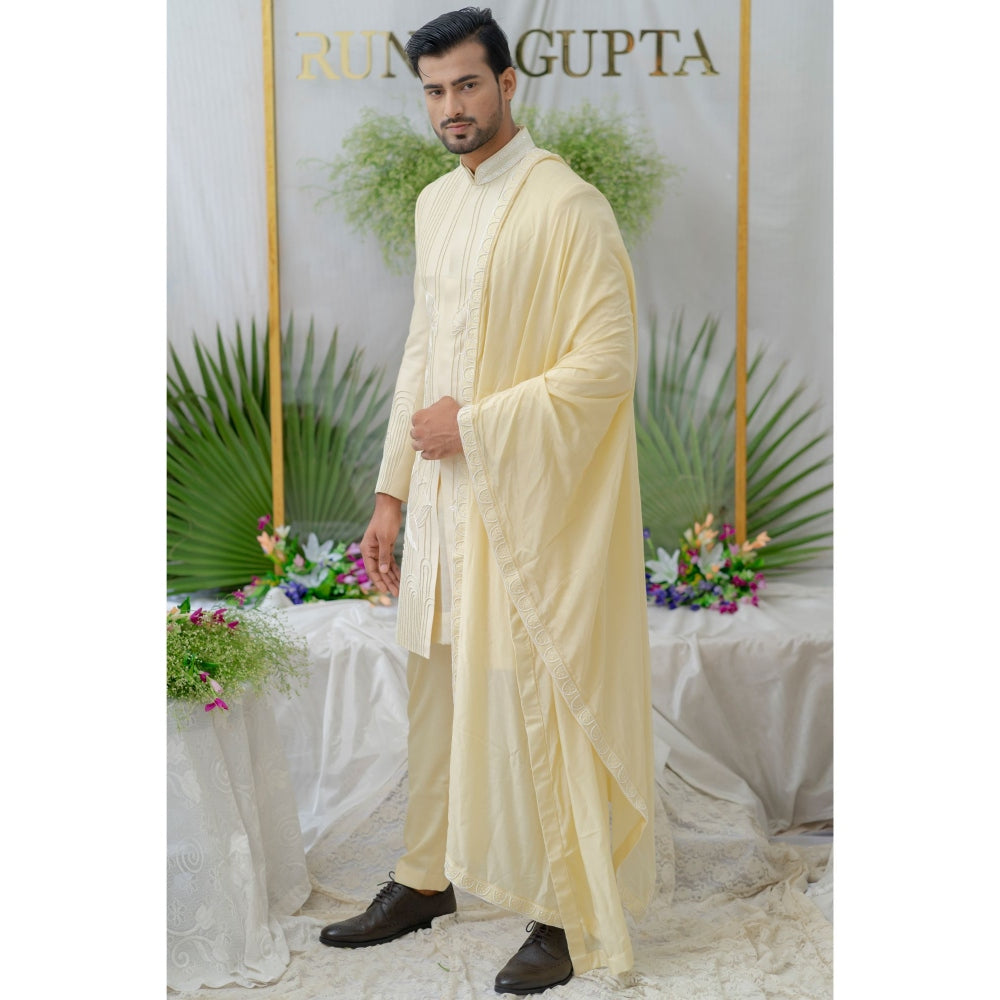 Runit Gupta Kian Cream Embroidered Stole