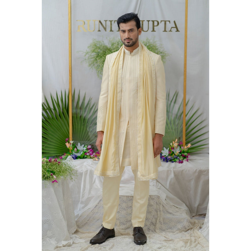 Runit Gupta Kian Cream Embroidered Stole