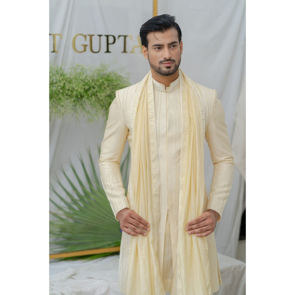 Runit Gupta Kian Cream Embroidered Stole