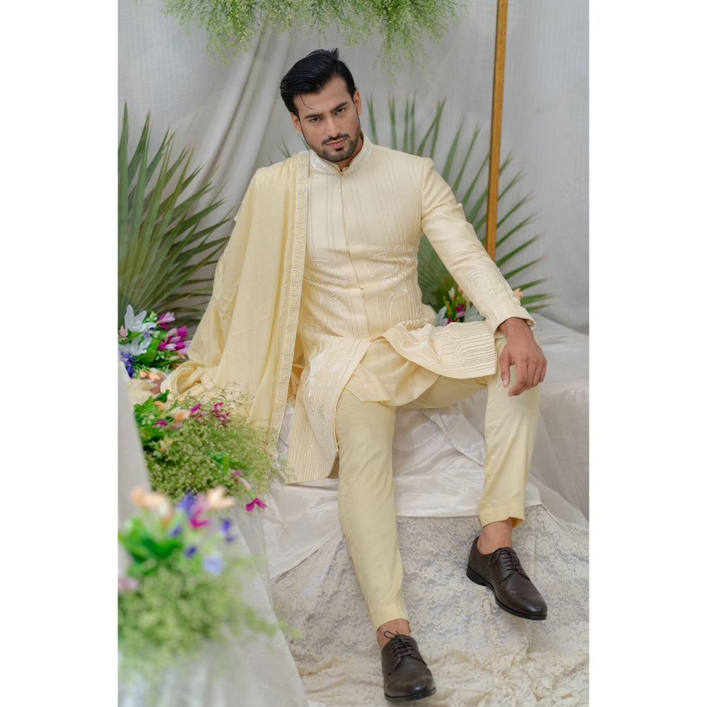 Runit Gupta Kian Cream Embroidered Stole