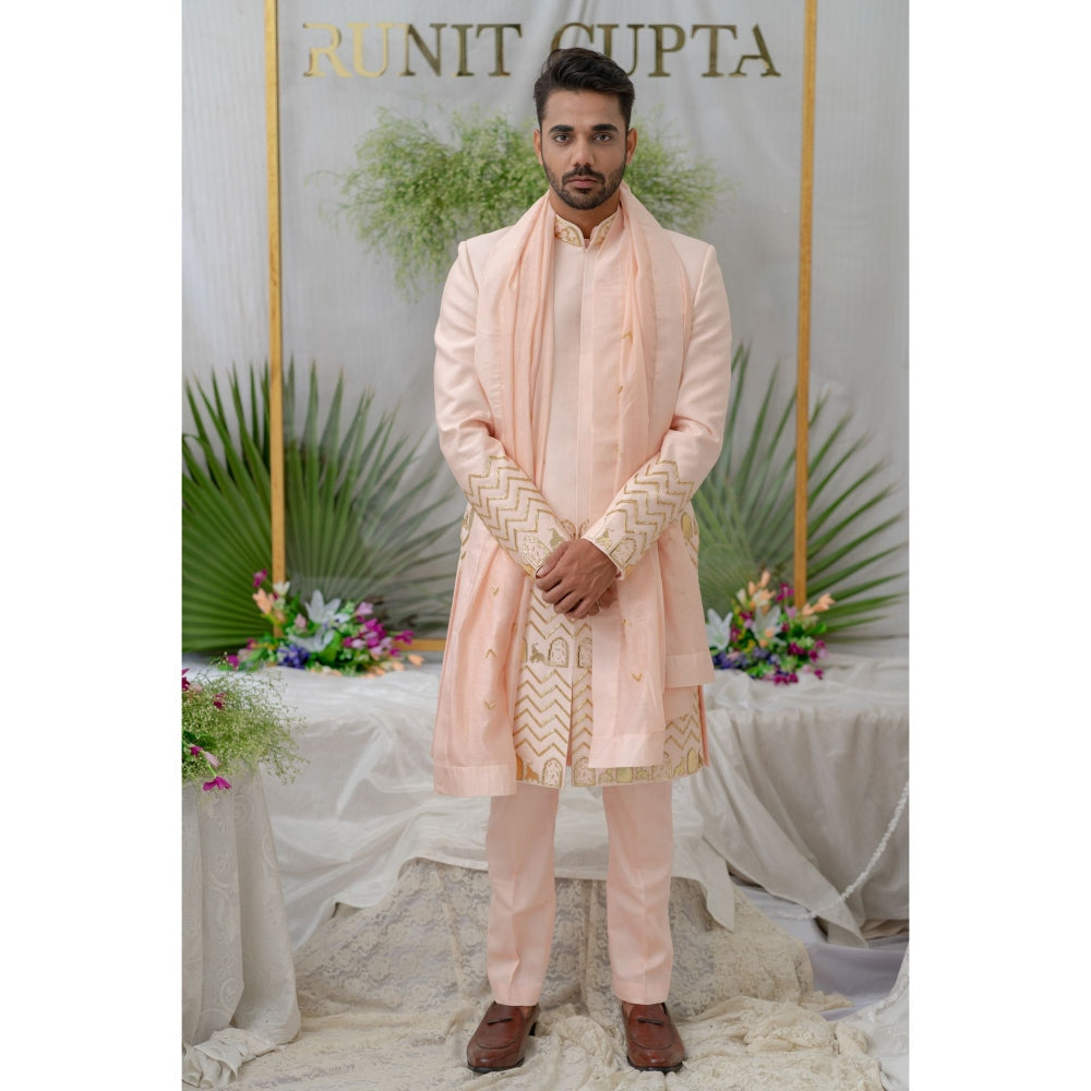 Runit Gupta Zain Pink Embroidered Stole