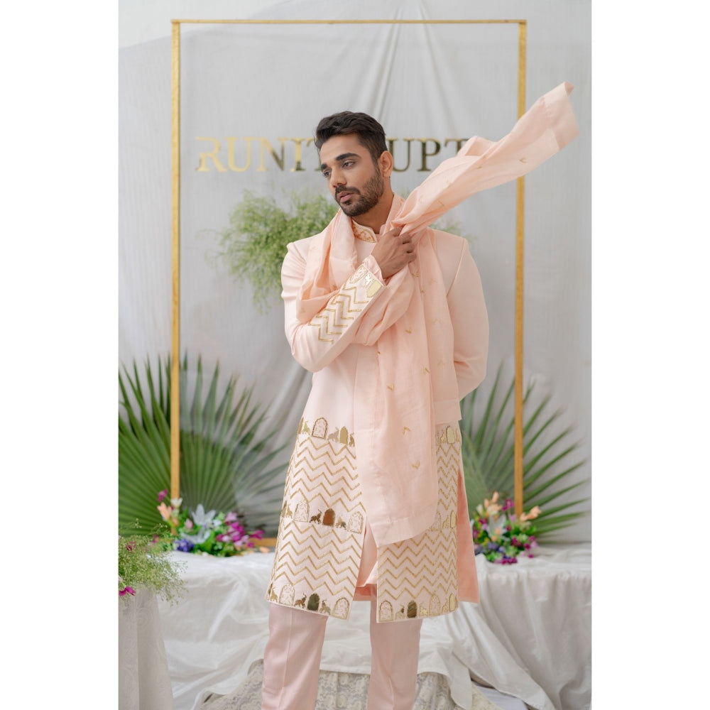 Runit Gupta Zain Pink Embroidered Stole