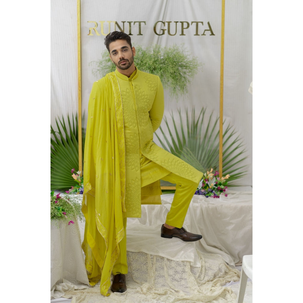 Runit Gupta Yuvaan Fresh Green Embroidered Stole