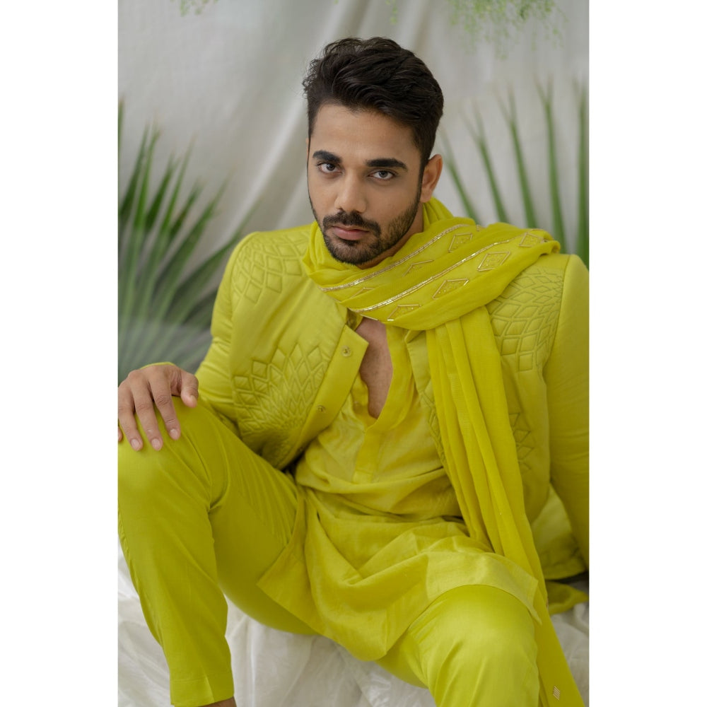 Runit Gupta Yuvaan Fresh Green Embroidered Stole