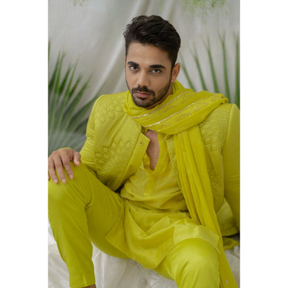 Runit Gupta Yuvaan Fresh Green Embroidered Stole