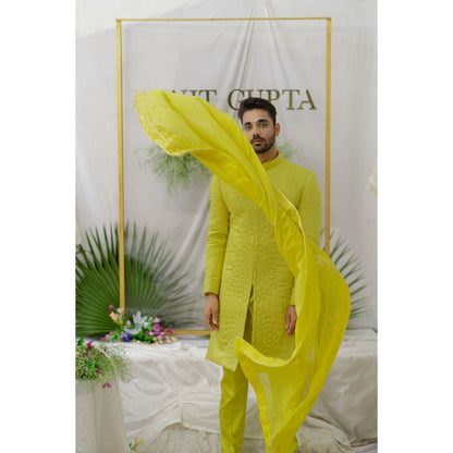 Runit Gupta Yuvaan Fresh Green Embroidered Stole