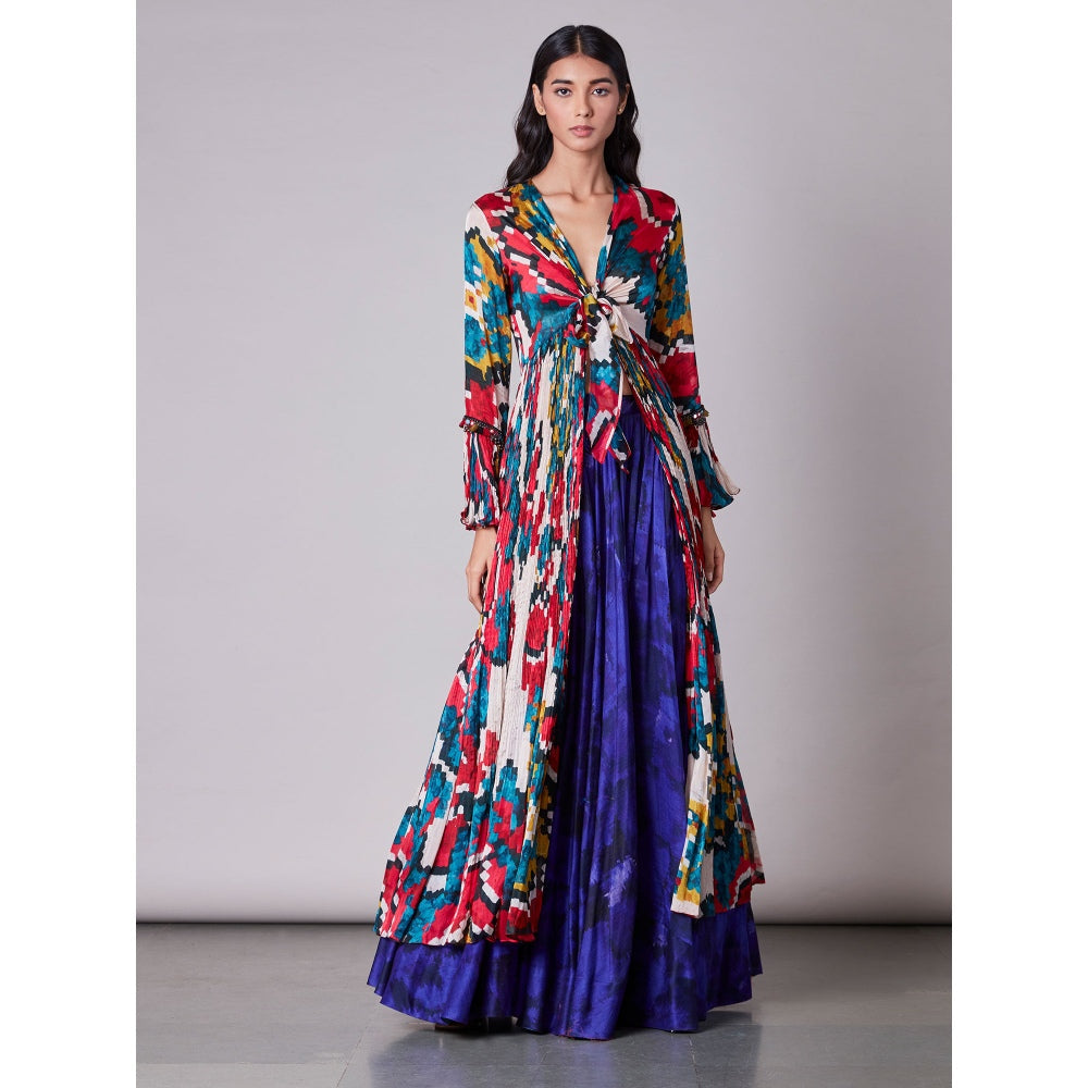 Saaksha and Kinni Ikat Print Blouse With Hand Embroiderd Mirrors And Tassles