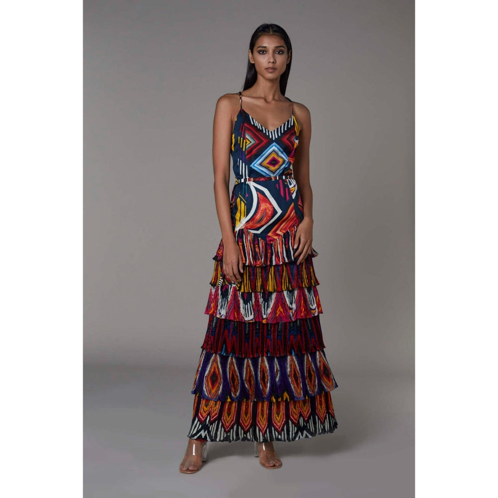 Saaksha and Kinni Abstract Print Multi Maxi Dress
