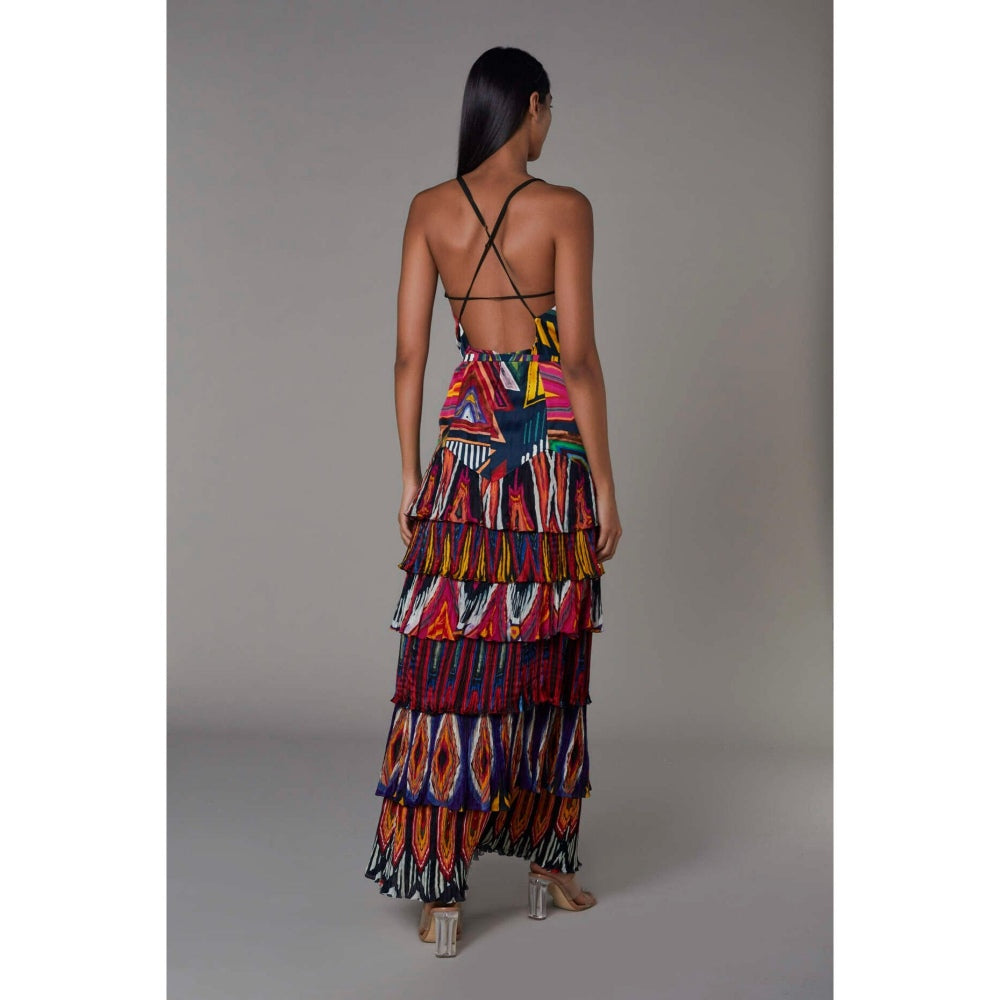 Saaksha and Kinni Abstract Print Multi Maxi Dress