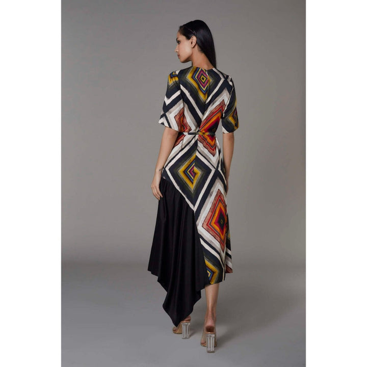 Saaksha and Kinni Diamond Print Multi Asymmetric Shift Dress