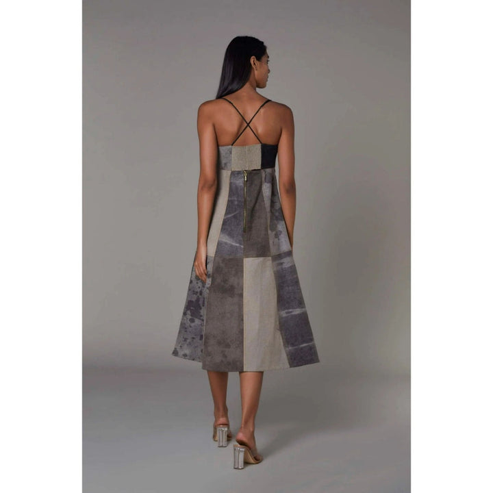 Saaksha and Kinni Grey Patchwork Summer Dress