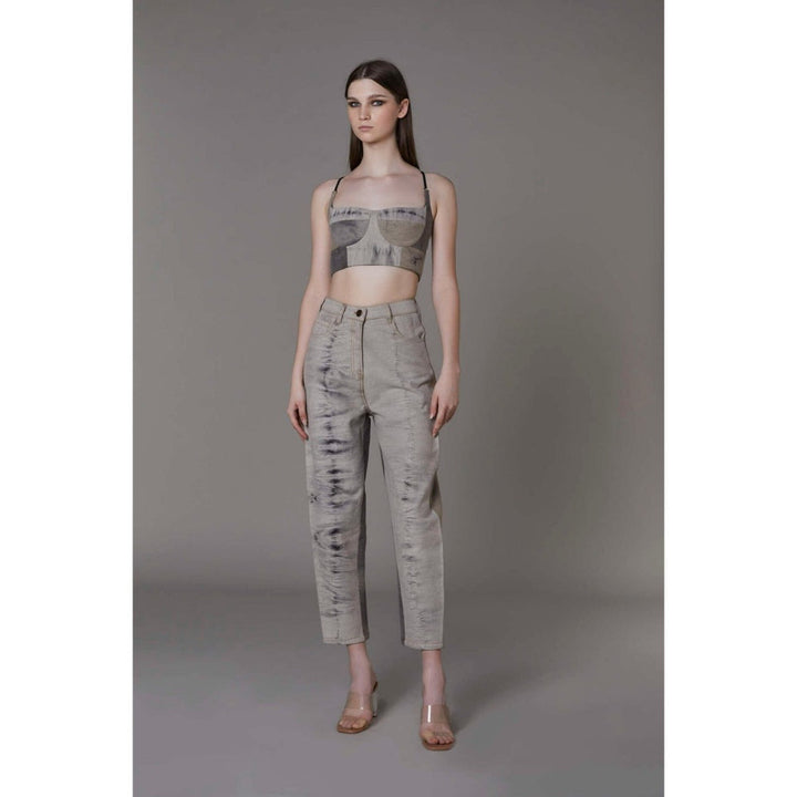 Saaksha and Kinni Denim Acid Wash Grey Bustier & Jeans