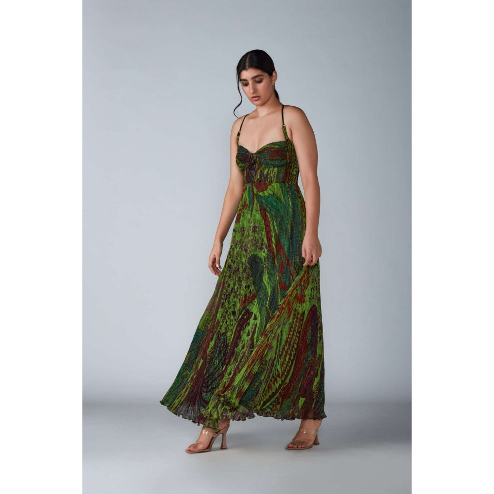 Saaksha and Kinni Bird Print Adjustable Maxi Dress