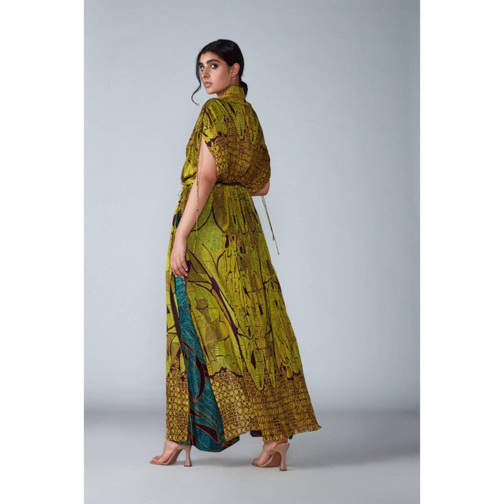 Saaksha and Kinni Tile Print Kaftan Style Jacket With Trousers