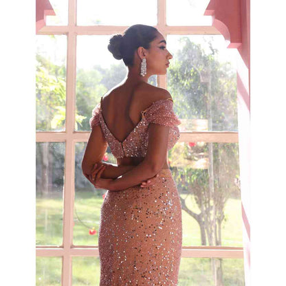 Saanjh by Lea Tazmeen And Shazana Hand Embellished Ombre Lehenga Set (Set of 2)