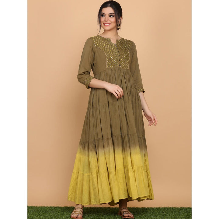 Shaily Olive Flared Gown