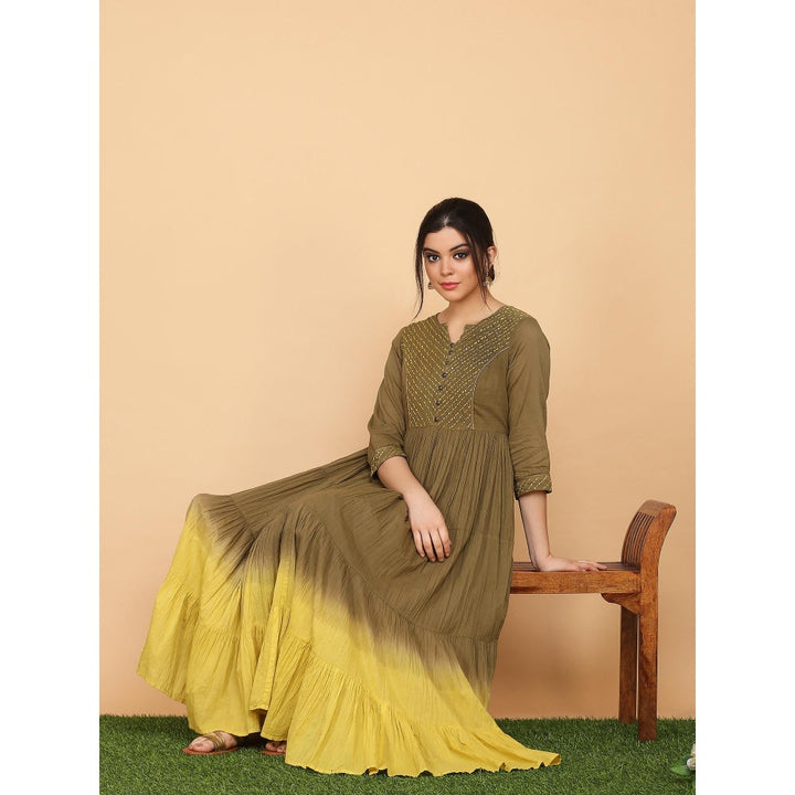 Shaily Olive Flared Gown
