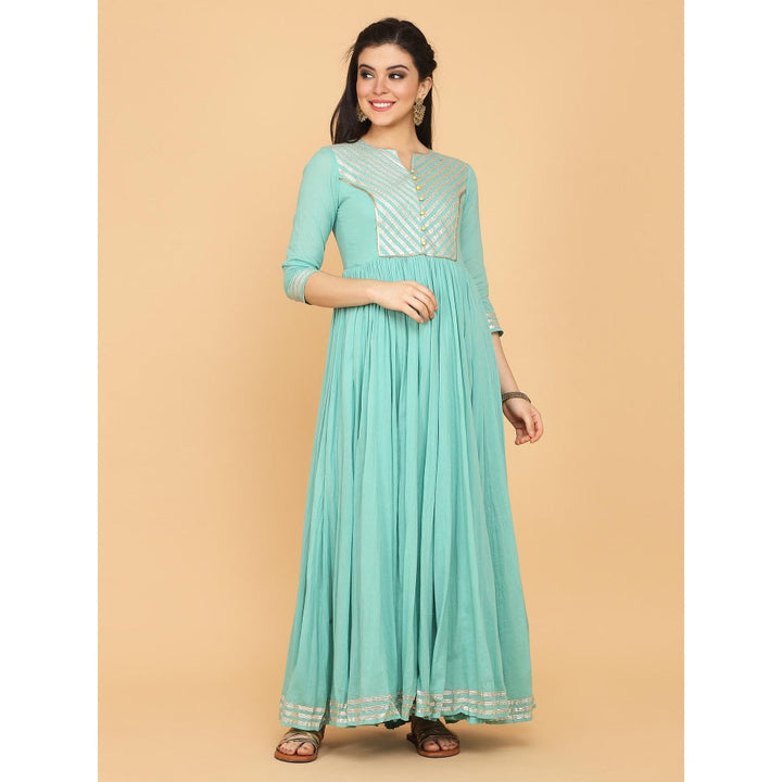 Shaily Turquoise Flared Gown