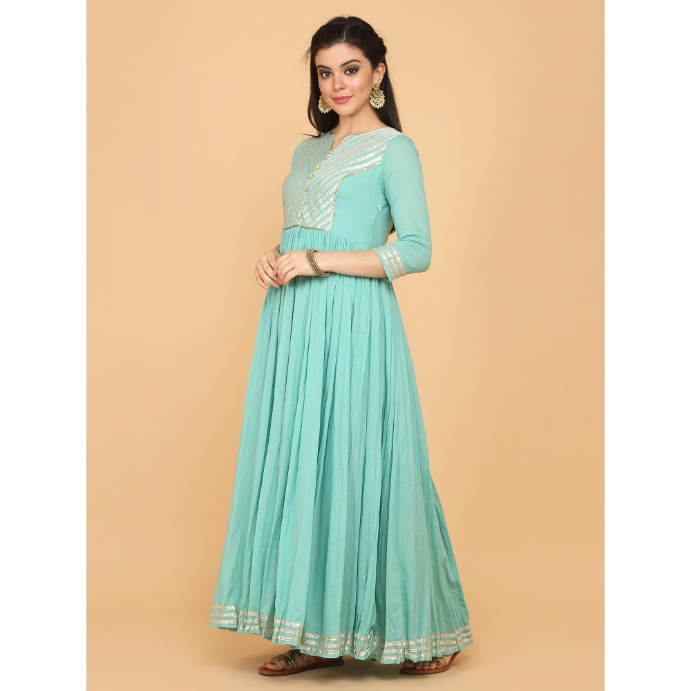 Shaily Turquoise Flared Gown