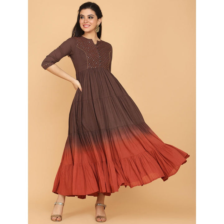 Shaily Brown Flared Gown