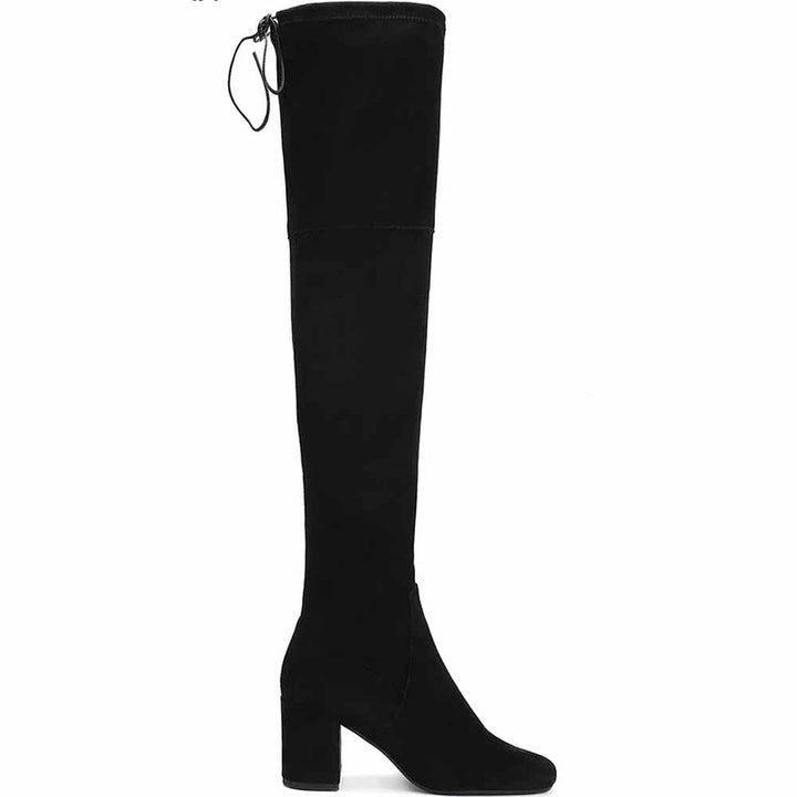 Saint G Women Black Stretch Suede Above The Knee Boots