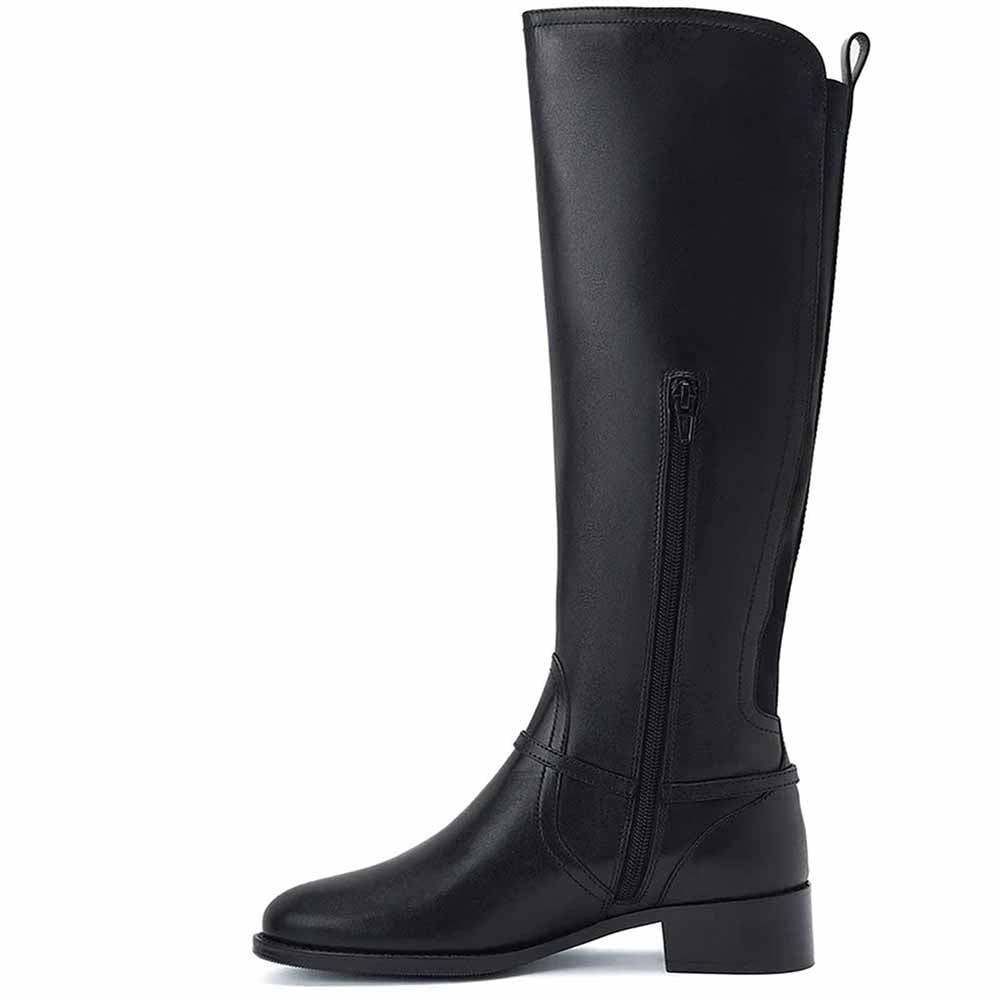 Saint G Women Black Stretch Suede Leather Knee High Boots
