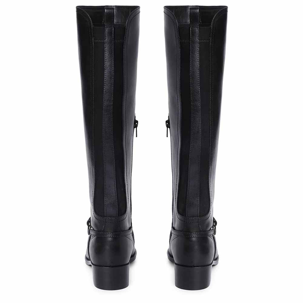 Saint G Women Black Stretch Suede Leather Knee High Boots
