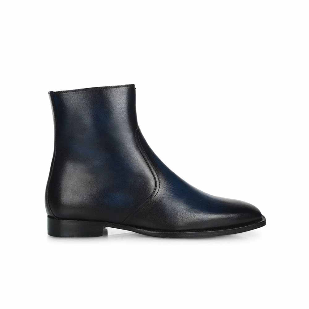 Saint G Navy Blue Leather Ankle Boots