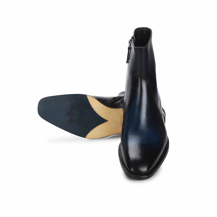 Saint G Navy Blue Leather Ankle Boots