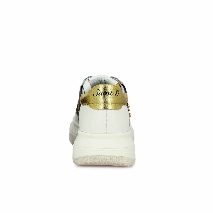 Saint G Gold Metal Studs Handcrafted Leather Sneakers