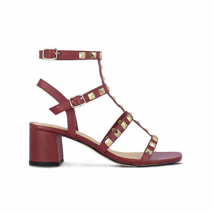 Saint G Red Leather Handcrafted Block Heels