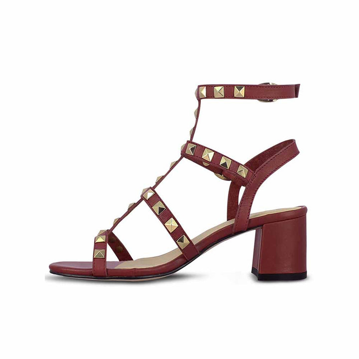 Saint G Red Leather Handcrafted Block Heels