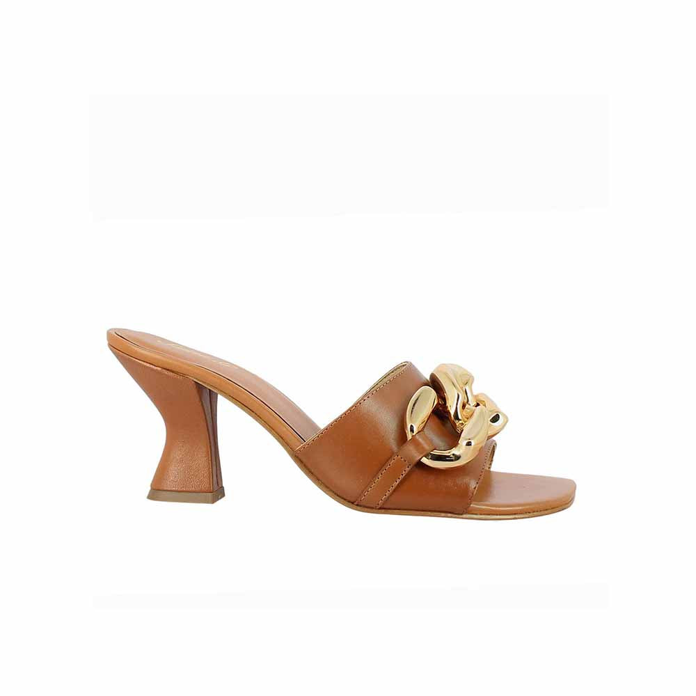 Saint G Cuoio Leather Metal Chain Embellished Heels
