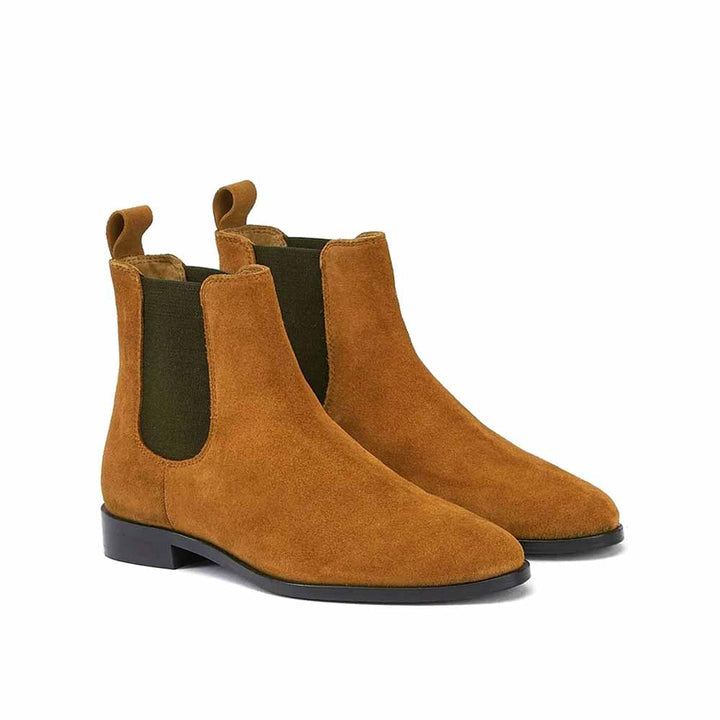 Saint G Solid Tan Leather Ankle Boots