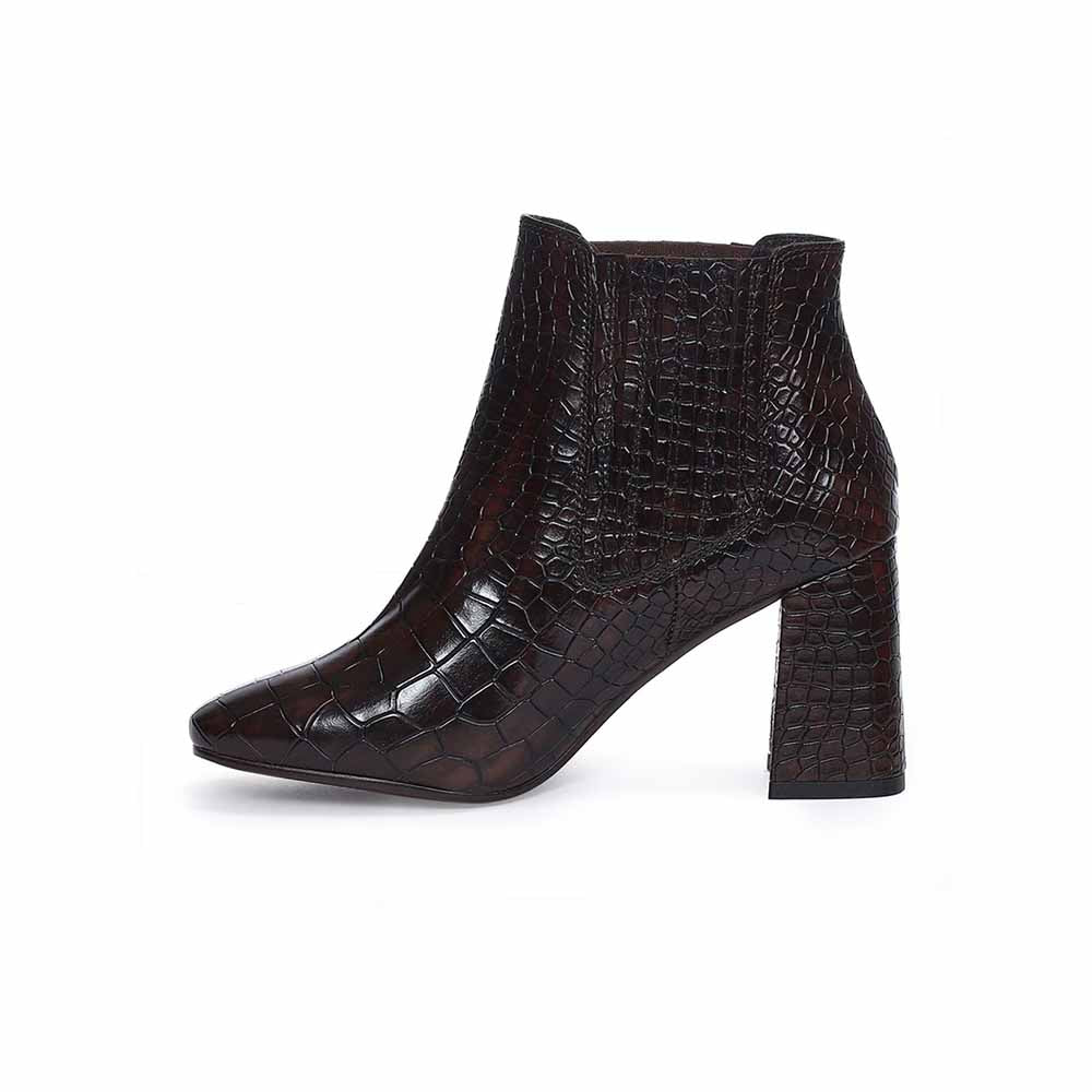 Saint G Textured Brown Leather Ankle Boots