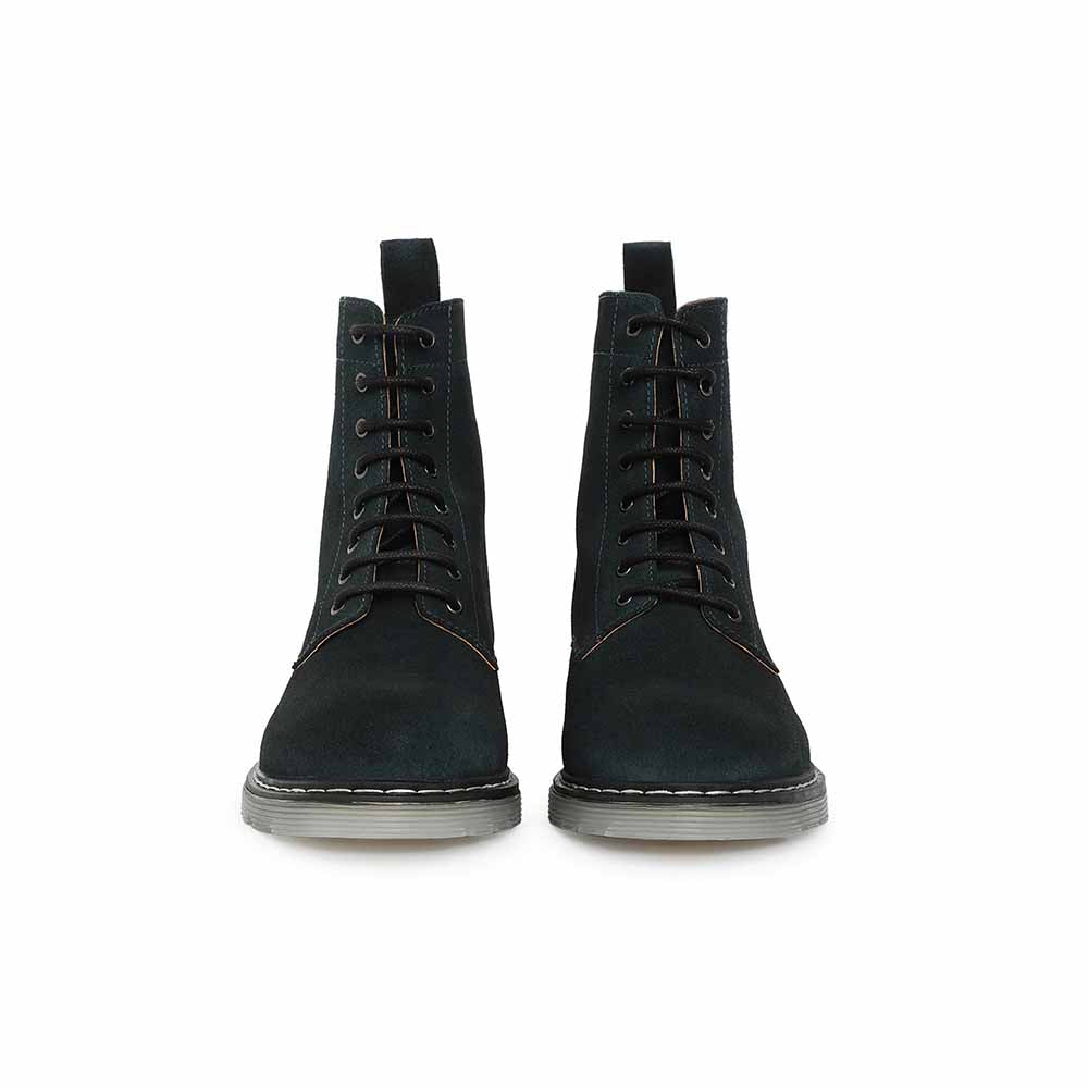 Saint G Solid Green Suede Leather Lace Up Ankle Boots
