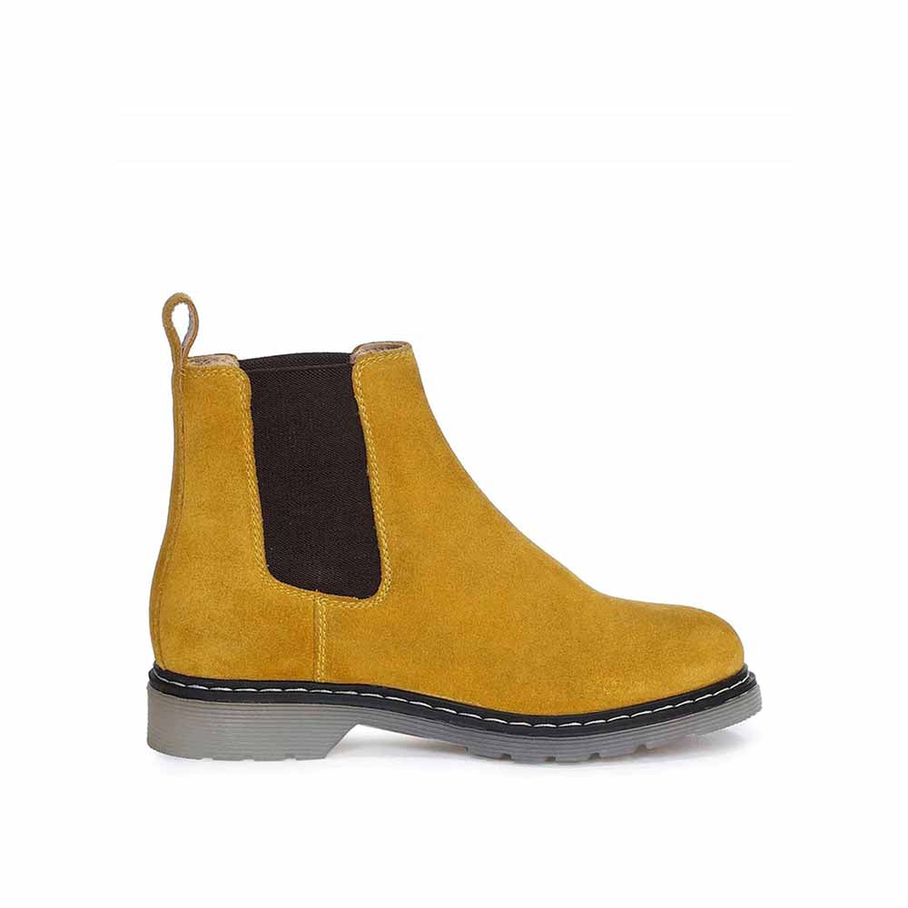 Saint G Solid Yellow Suede Leather Chelsea Boots