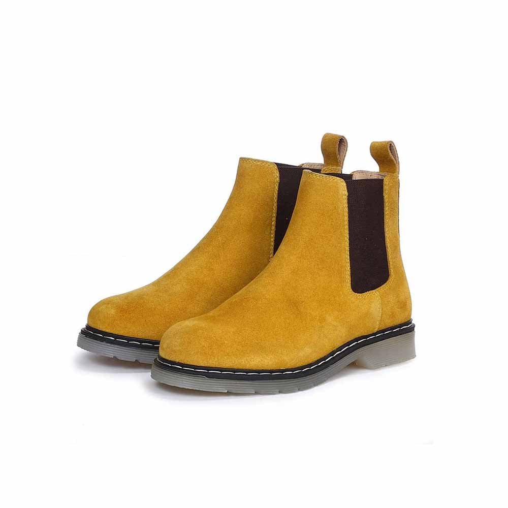 Saint G Solid Yellow Suede Leather Chelsea Boots