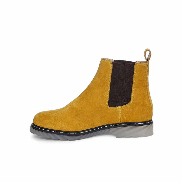 Saint G Solid Yellow Suede Leather Chelsea Boots